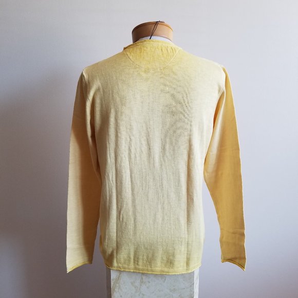 NWT Men's Gionfriddo 100% Cotton Italian Crew Neck Yellow Shirt Sweater Size M - Picture 6 of 15